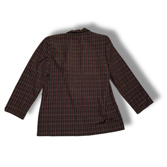 Vintage Christy Girl Blazer 12 tartan Plaid Single Button 90s green wine - Picture 2 of 8
